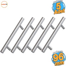 Odea 5 Adet Rosemary Inox Metal Kulp 96 mm (9.6 Cm) Mobilya Mutfak Çekmece Dolap Kapak Kulpu Kulbu