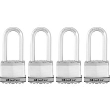 Odea Master Lock M5XQLJ Magnum Dış Mekan Için Asma Kilit, Sağlam, Anahtarlı, 4 Adet, Aynı Anda Kilitlenebilir, Gümüş Renkli