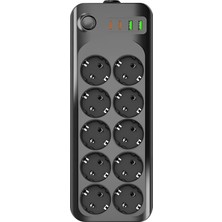 Odea Mobee Termal Akım Korumalı Grup Priz USB & Type-C 2.1A Şarj Çıkışlı 10’lu Uzaatma Kablo 10A 2500W 2 Metre 3423