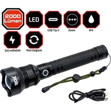 Odea Rox 0212 Şarjlı LED El Feneri 2000 Lümen