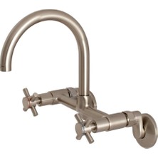 Odea Kingston Brass KS414SN Concord Duvara Monte Mutfak Musluğu, 17,72 cm Ağız Erişiminde, Fırçalanmış Nikel
