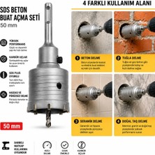 Odea Sds Plus Beton Buat Açma Seti 50 mm – Karbür Uçlu Delme Pançı, Beton, Tuğla, Gaz Beton ve Duvar Için