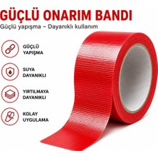 Odea 48 mm x 10 Mt. Kırmızı Onarım Bandı, Lif Takviyeli Tamir Bandı, Güçlü Yapışkanlı Suya Dayanıklı Fiber Bant, Boru, Kablo, Branda ve Paketleme Için Çok Amaçlı Kullanım 2 Adet