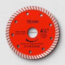 Odea 115 mm 4.5 Inç Turbo Elmas Testere Turbo Kesim Kesici Çapaksız Hassas Seramik Mermer Granit Diski