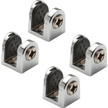 Odea BADEM10 Tırnak Metal Cam Raf Tutucu Cam Etejer Menteşesi Krom Metal Vidalı 8 mm (4 Adet)