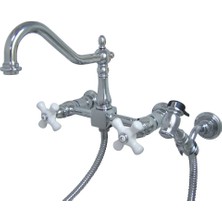 Odea Kingston Brass KS1241PXBS Heritage Wall Mount Centerset Kitchen Musluk, 8-Inç, Cilalı Krom By Kingston Brass