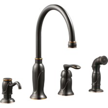 Odea Design House 525790 Madison Mutfak Musluğu, Püskürtücülü ve Sabunluk Ile, Yağla Pürüzsüzleştirilmiş Bronz