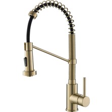 Odea Kraus KPF-1610BG Bolden 45,72 cm Çift Işlevli Açılır Püskürtme Başlıklı Ticari Mutfak Bataryası All-Brite Finish 45,72 Cm, Fırçalanmış Altın
