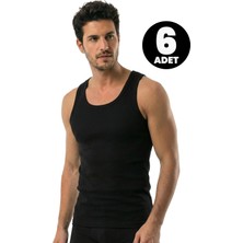 Odea Öts Erkek 6’LI%100 Pamuk Atlet Kaşkorse Premium Günlük Kullanım (1224-6), Siyah, Xl