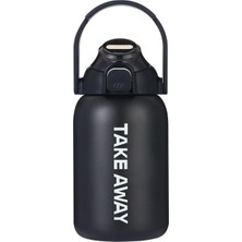 Odea 304 L Çelik Siyah 850 ml Taşıma Aparatlı Pipetli Matara Suluk CIN475SY