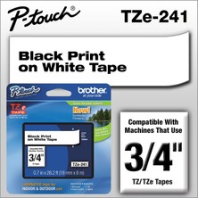 Odea (Black/white) - Tze Standard Adhesive Laminated Labeling Tape, 3/4W, Black On White
