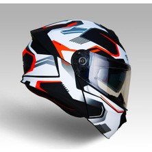 Odea Yohe 935SV Kask Çene Açılır Motosiklet Mat Siyah Beyaz Çift Vizör Uv Bluetooth Yuvalı Ece 22.06 Mıps