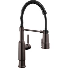 Odea Delta Faucet Theodora Tek Saplı Ticari Stil Mutfak Lavabo Bataryası Aşağı Çekmeli Püskürtücü ve Manyetik Yerleştirme Püskürtme Başlığı, Venedik Bronz 18804Z-RB-DST