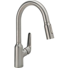 Odea Hansgrohe Focus N Prep Mutfak Bataryası 1 Kulplu 35,56 cm Boyunda Paslanmaz Çelik Optik Püskürtücü, 71801801
