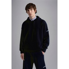 Odea Erkek Logolu Kapüşonlu Uzun Kollu Kanguru Cep Lacivert Sweatshirt 24411858-013