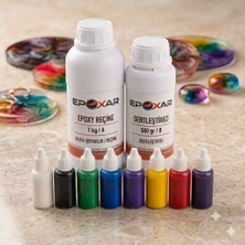 Epoxar 1.5 kg Şeffaf Epoksi Reçine Kit + 8 Renkli Pigment Boya Avantaj Paketi