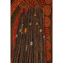 Renas Store Handmade Dreadlock Saç Eklentileri, Doğal Görünümlü Rasta Örgü, El Yapımı Metal Aksesuarlı, Kahverengi, Unisex Stil