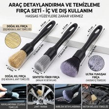 Modifiyum Premium Fırça Seti 3'lü Araba Motor Jant Klima Havalandırma Detaylı Temizlik Fırçası