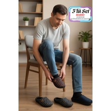 Gezer Erkek Kışlık Rahat Taban Çeyiz Ev Halı Misafir Ofis Terliği-(3'lü Set)