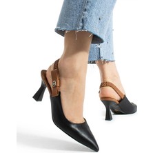 Papuç Sepeti 154 Kadın 8 cm Topuklu Arkası Açık Stiletto Ayakkabı