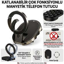 Modifiyum Çok Fonksiyonlu Katlanabilir Mıknatıslı Telefon Tutucu Stand 18 Vantuzlu 360° Dönebilir