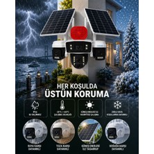 O-Kam OK337/5 B Premium 12MP 4 Kameralı 4G Çift Solar Panel AOV Gece Görüş Sesli Konuşma Akıllı Kamera Turkcell Sim Kart