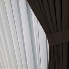 Glomar Diamond Çift Kanat Siyah Kafide Dokulu Seyrek Pileli Düz Ada Fon Perde Sade 100X250