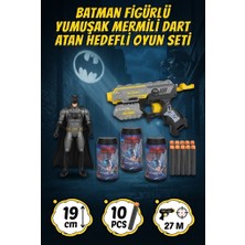 Farbu Oyuncak Batman Figürlü 10 Adet Yumuşak Mermili Dart Atan Hedefli Eğlenceli Aksiyon Oyun Seti