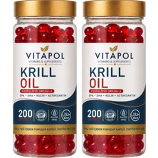Vitapol Krill Oil 2 x 200 Yumuşak Kapsül Phospholipid Omega 3 Epa Dha Astaxanthin Choline