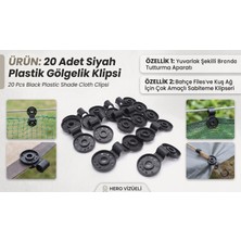 Esranın Dünyası 20 Adet Siyah Plastik Gölgelik Klipsi, Yuvarlak Şekilli Branda Tutturma Aparatı, Bahçe Filesi ve Kuş Ağı Için Çok Amaçlı Sabitleme Klipsleri