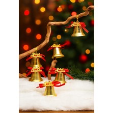 Esranın Dünyası 9 Adet Lüx Kırmızı Kurdelalı Yılbaşı Merry Christmas Çan Süs 5cm Yılbaşı Ağacı Süsleri Noel Süsleri