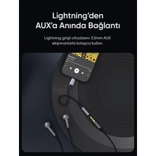 Aydogan's S-Link Armor Ml-01 120CM Lightning To M Aux Örgülü Metal Başlıklı Siyah Ses
