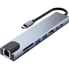 Renas Store Usb-C 8 In 1 Hub, 4K Hdmı, USB 3.0, USB 2.0, Pd 100W, RJ45, Sd/tf Kart Okuyucu, Çok Portlu Adaptör