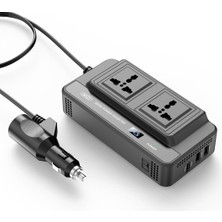 Esranın Dünyası Xo Simple Is Beauty CZ011 200W Araç Inverteri, 200W Sürekli Güç, 220V Ac Çıkış, Usb-C Pd 20W + 2x Usb-A, LED Ekran, Siyah