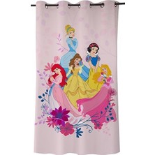 Esranın Dünyası Taç Lisanslı Disney Princesses Düz Pamuk Saten Hazır Perde, Çok Renkli, Tekli