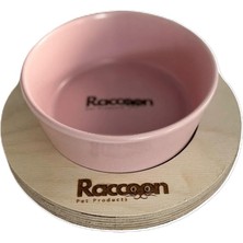 Esranın Dünyası Raccoon Zeus 13 cm Tek Tablalı Pembe Kedi Köpekler Için Seramik Mama/su Kabı