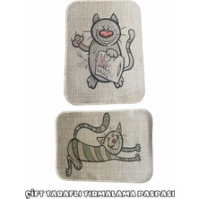 Esranın Dünyası Glipet Çift Taraflı Tırmalama Paspası 90X60 Mutlu Kedi x Yaramaz Kedi