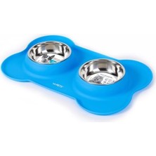 Esranın Dünyası M-Pets Duet Sılıcone Mat Mama Kabı Blue 2X200ML