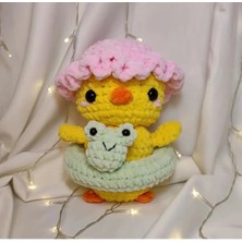 Zeanqua El Yapımı Can Simitli Şapkalı Amigurumi Civciv Peluş Oyuncak