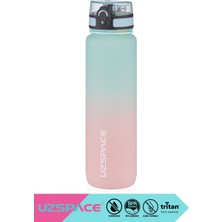 Uzspace 1000ML Yeni Çift Renkli Sızdırmaz Bpa Içermez Kilitlenebilir Kapaklı El Askılı Soft-Touch Yüzeyli Motivasyonel Tritan Su Matarası