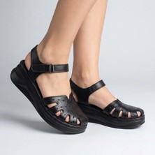 Kristal Kr.38 Anatomik Tabanlı Içi Dışı Hakiki Deri Önü Kapalı Kadın Sandalet