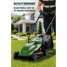 SCHUTZENGER 2100WR  Elektrikli Çim Ot Biçme Makinesi 30LT Tomlama Torbalı Yeşil 12/m Turbo Motor Alman
