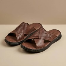Kristal SR.1651 Tam Ortopedik Içi Dışı Deri Erkek Terlik