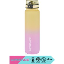 Uzspace 1000ML Yeni Çift Renkli Sızdırmaz Bpa Içermez Kilitlenebilir Kapaklı El Askılı Soft-Touch Yüzeyli Motivasyonel Tritan Su Matarası