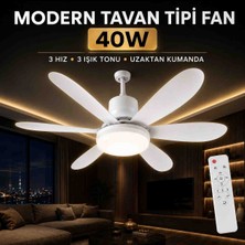 Rabera Tech Varta 40W LED Kumandalı Tavan Vantilatörü – 3 Kademeli Hız, 3 Işık Tonu, Modern Beyaz Fan