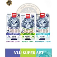 Wanpy Urinary Care - Üriner Sistem Destek Ördek - Tavuk & Kidney Health - Böbrek Sağlığı Desteği Tavuk - Sebze & Morina Balık - Tavuk Kedi Krema Ödül Maması Seti 3 Adet - 5x14gr