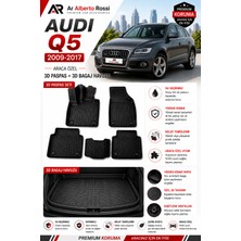 Ar Alberto Rossi Audi Q5 2009-2017 Araca Özel 3D Paspas + 3D Bagaj Havuzu