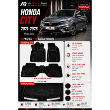 Ar Alberto Rossi Honda City 2021-2026 Araca Özel 3D Paspas + 3D Bagaj Havuzu