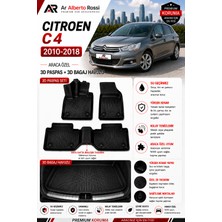 Ar Alberto Rossi Citroen C4 2010-2018 Araca Özel 3D Paspas + 3D Bagaj Havuzu