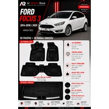 Ar Alberto Rossi Ford Focus 3 2014 2018-2025 Araca Özel 3D Paspas + 3D Bagaj Havuzu